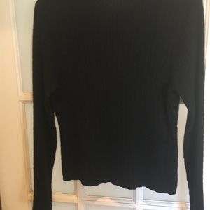 CALVIN KLEIN Cashmere Black Ribbed Sweater, Large